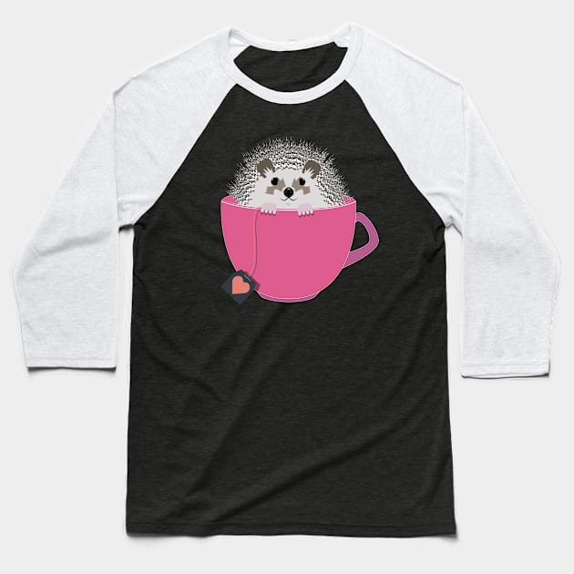 Valentine Hedgehog Cup Baseball T-Shirt by Theokotos